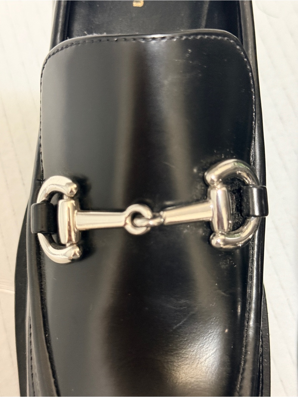 Reformation Black Silver Horsebit Leather Penny Loafers Shoes Sz 5 1/2 Fall - Picture 15 of 16